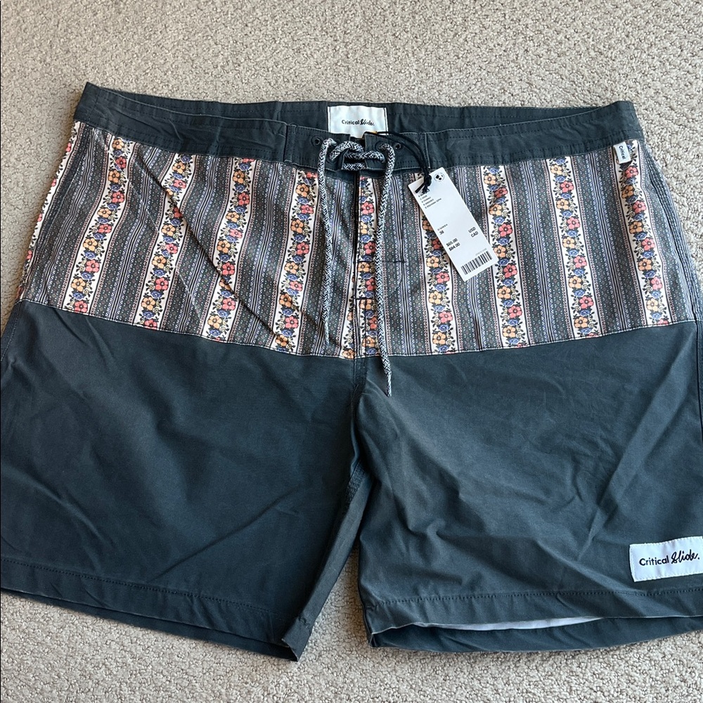 Black and Multicolor Men's Board Shorts